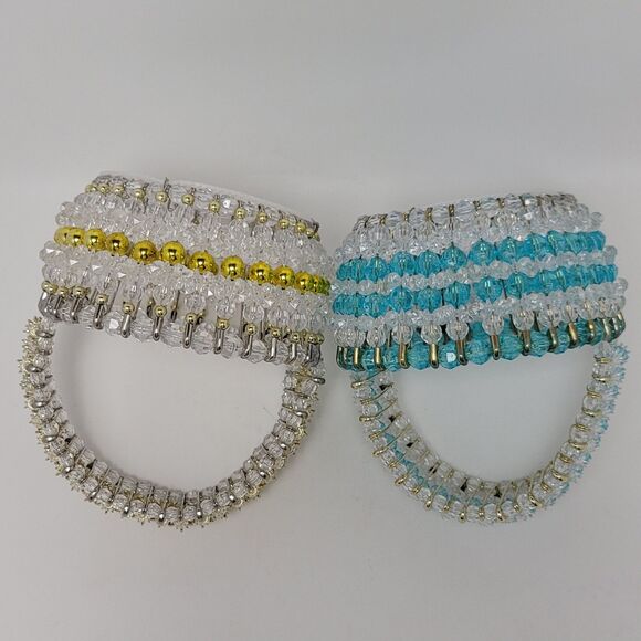 Safety Pins Beaded Handmade Wire Beads Ruffled Small Basket With Handles 2 Pcs - Picture 10 of 11